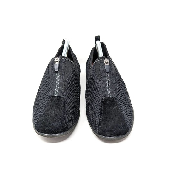 Spring Step Womens 10.5/11 Sneakers Style Racer Black Leather Slip On Zip - Picture 5 of 8